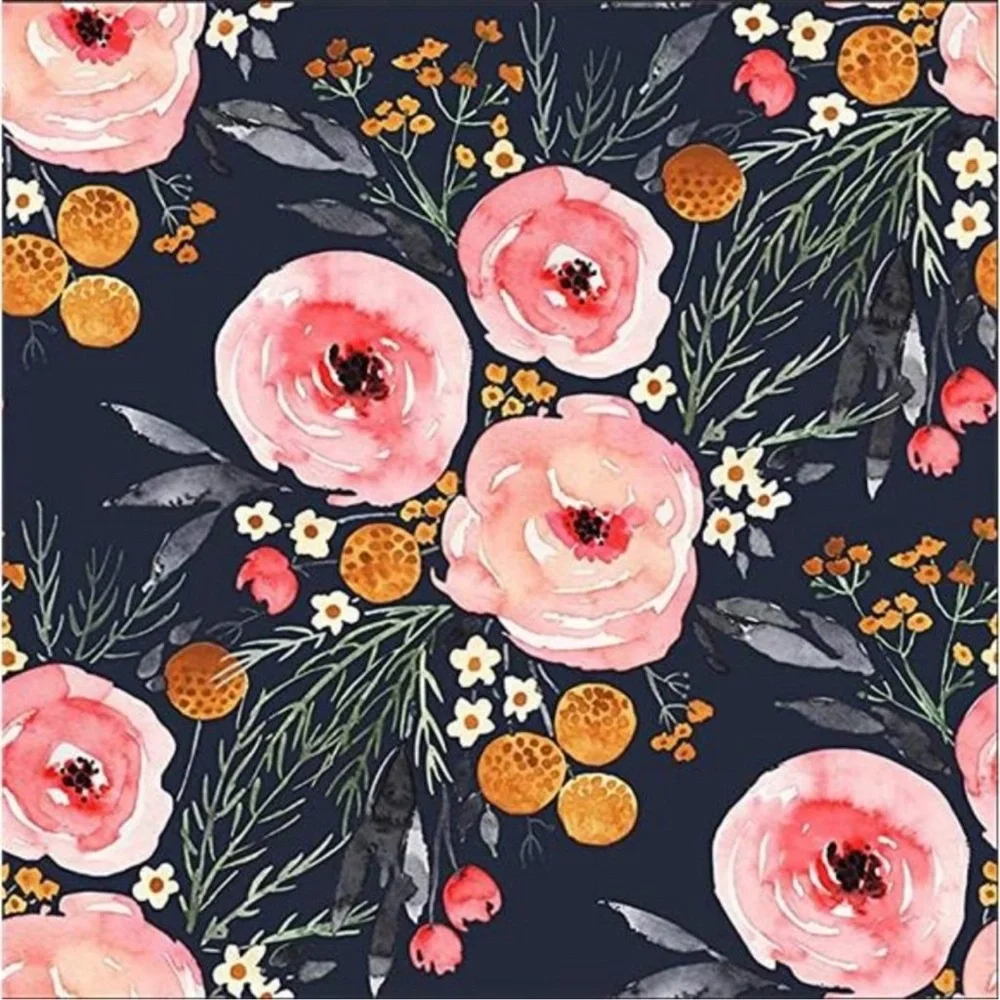 Floral Removable Wallpaper Navy Blue/Pink Contact Paper Self Adhesive15.5
